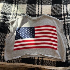 American Flag Graphic Sweater in Gray